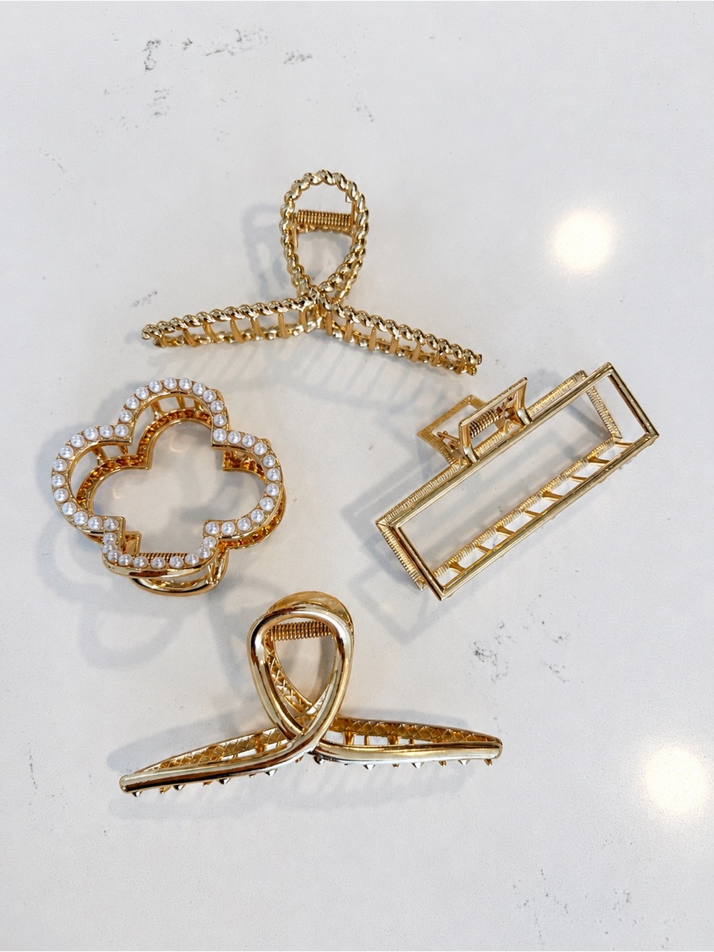 Gold Metal Claw Clip Bundle – 4 Large Hair Clips
